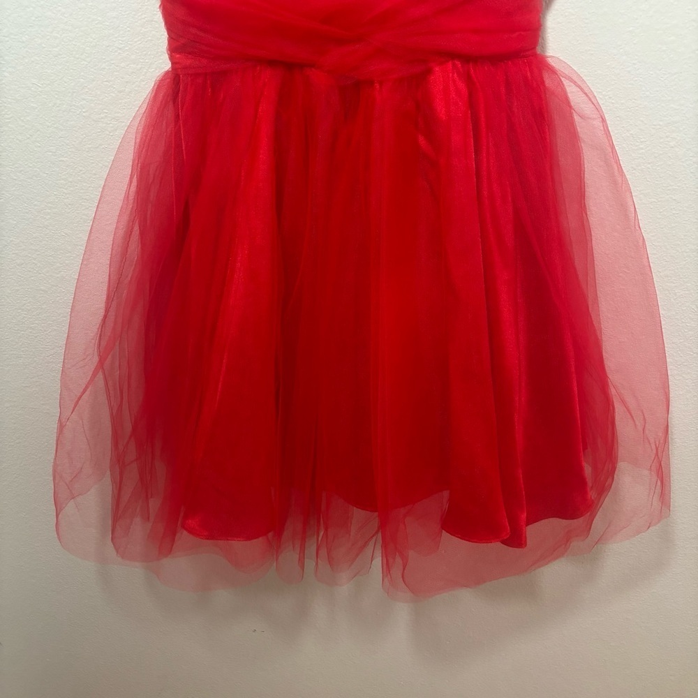 Masquerade Red Tulle Strapless Sweetheart Mini Party Dress Women’s Size 7/8 - Picture 5 of 14